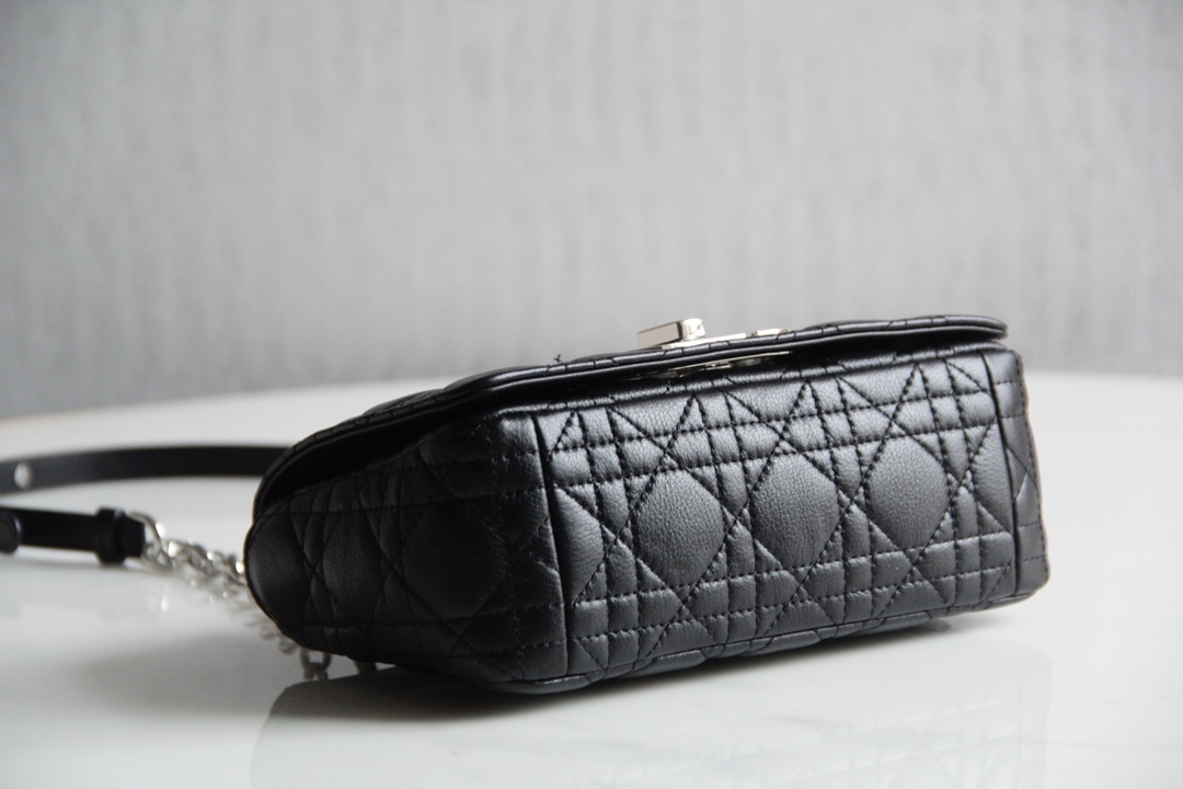 Small Dior Caro Bag Black Supple Cannage Calfskin